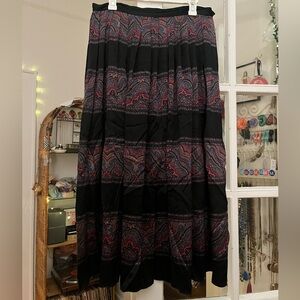 Talbots pleated paisley silk midi skirt size 16